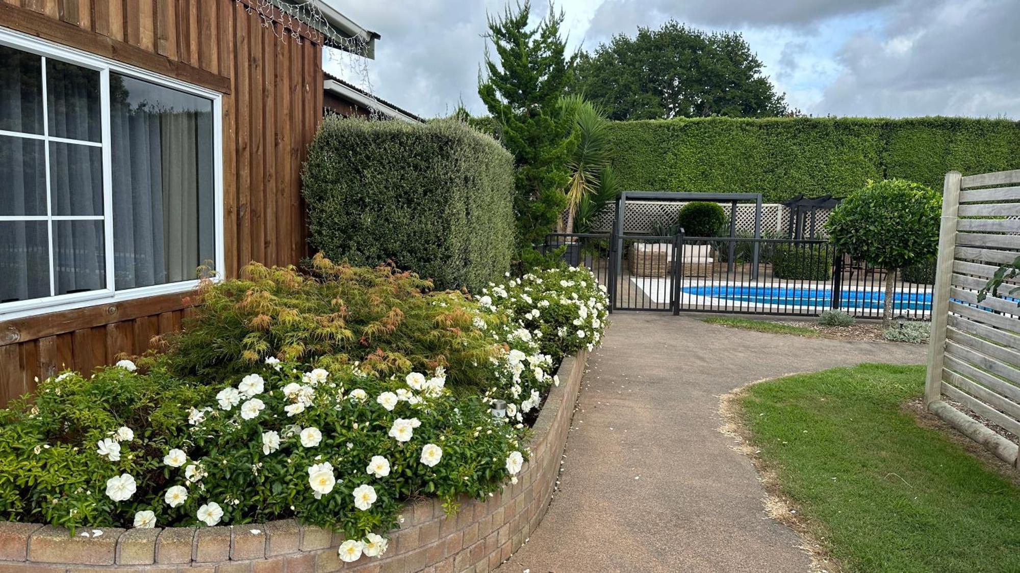Hotel Rustling Oaks Nz Boho Pool House Cambridge Exterior foto
